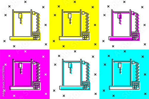 Set 3D printer icon isolated on color background.  Vector Illustration