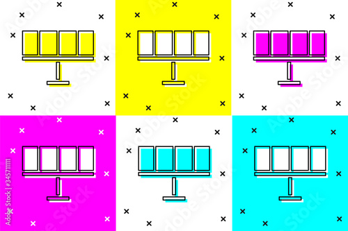 Set Solar energy panel icon isolated on color background.  Vector Illustration
