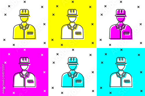 Set Oilman icon isolated on color background.  Vector Illustration