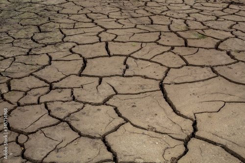Pattern of Cracks in Dry Mud in Reservoir - Ireland