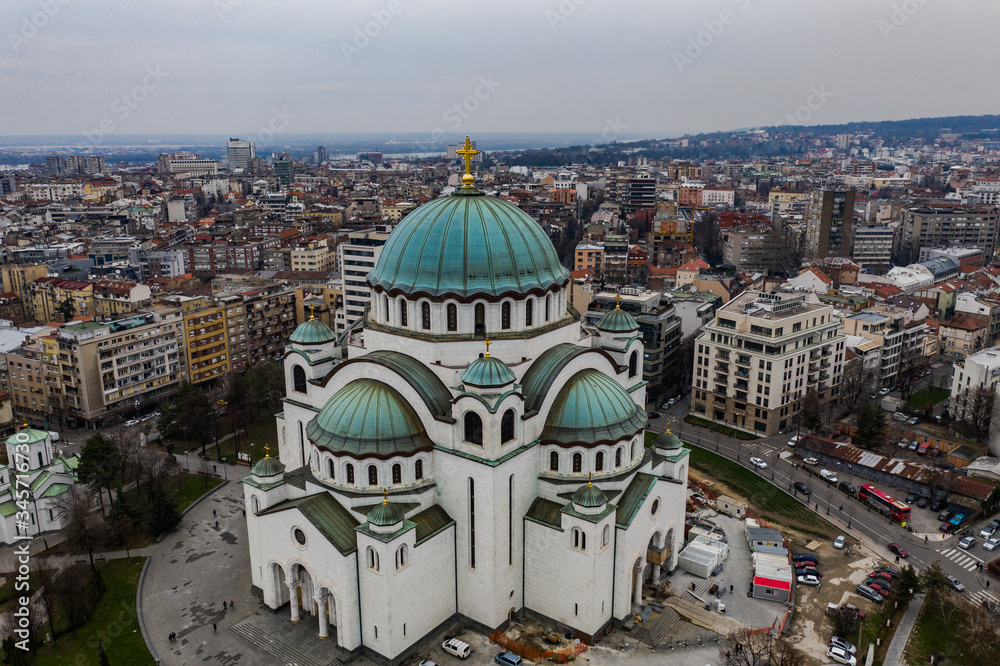 The Temple of Saint Sava in Belgrad from the Sky