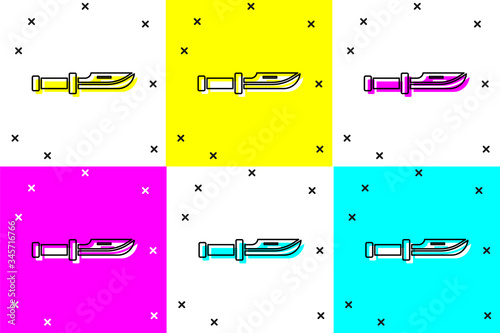 Set Camping knife icon isolated on color background.  Vector Illustration
