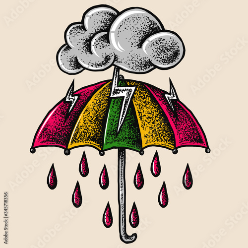 Fotografia Rainstorm umbrella design illustration