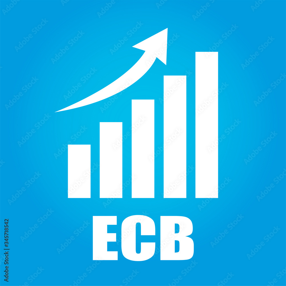 Initials ECB of the European central bank with blue background Initials ECB of the European central bank with blue background