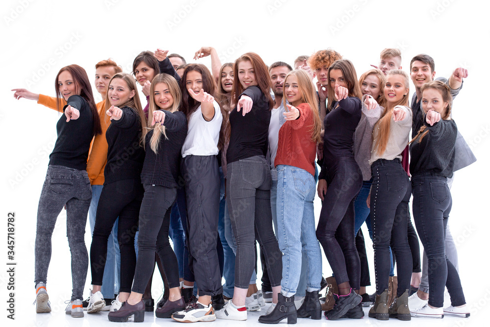 large group of casual young people standing together