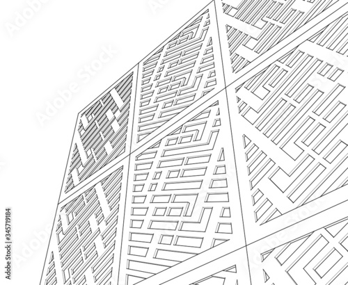 abstract architecture design facade decor texture 3d illustration