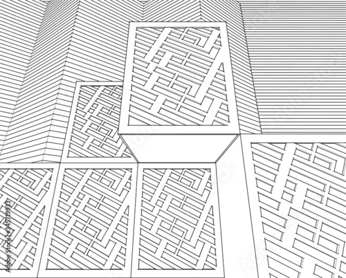 abstract architecture design facade decor texture 3d illustration