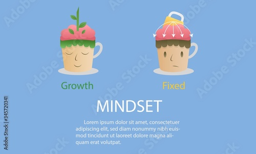 Growth and Fixed mindset concept,ideas key success,brain think positive,development Improve  self,Vector illustration.
