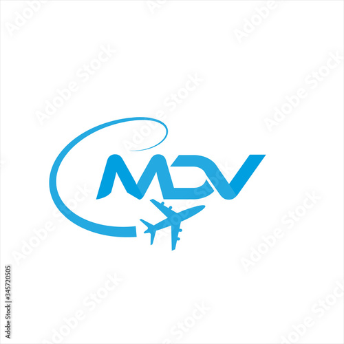MDV letter air travel logo design template for use air travel agency
