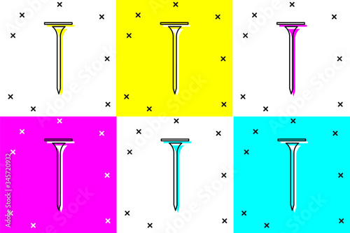 Set Metallic nail icon isolated on color background.  Vector Illustration