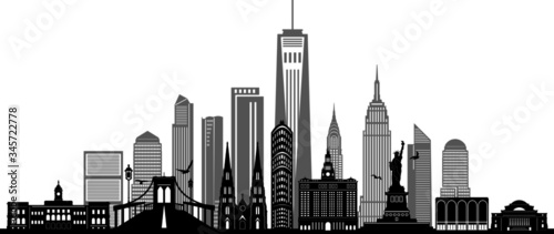 Photo NEW YORK City Skyline Silhouette Cityscape Vector