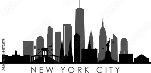 NEW YORK City Skyline Silhouette Cityscape Vector