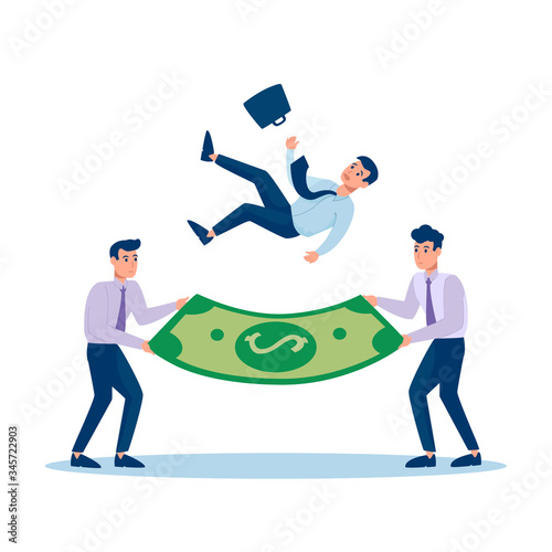 Financial support for laid-off workers, small businesses, people who were left without money at time of the crisis in the economy. The insurance company provides protection. A airbag, Vector flat