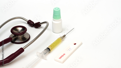 Doctor holding a test kit for viral disease COVID-19 Lab card kit test for viral novel,rapid test kit for corona virus covid-19