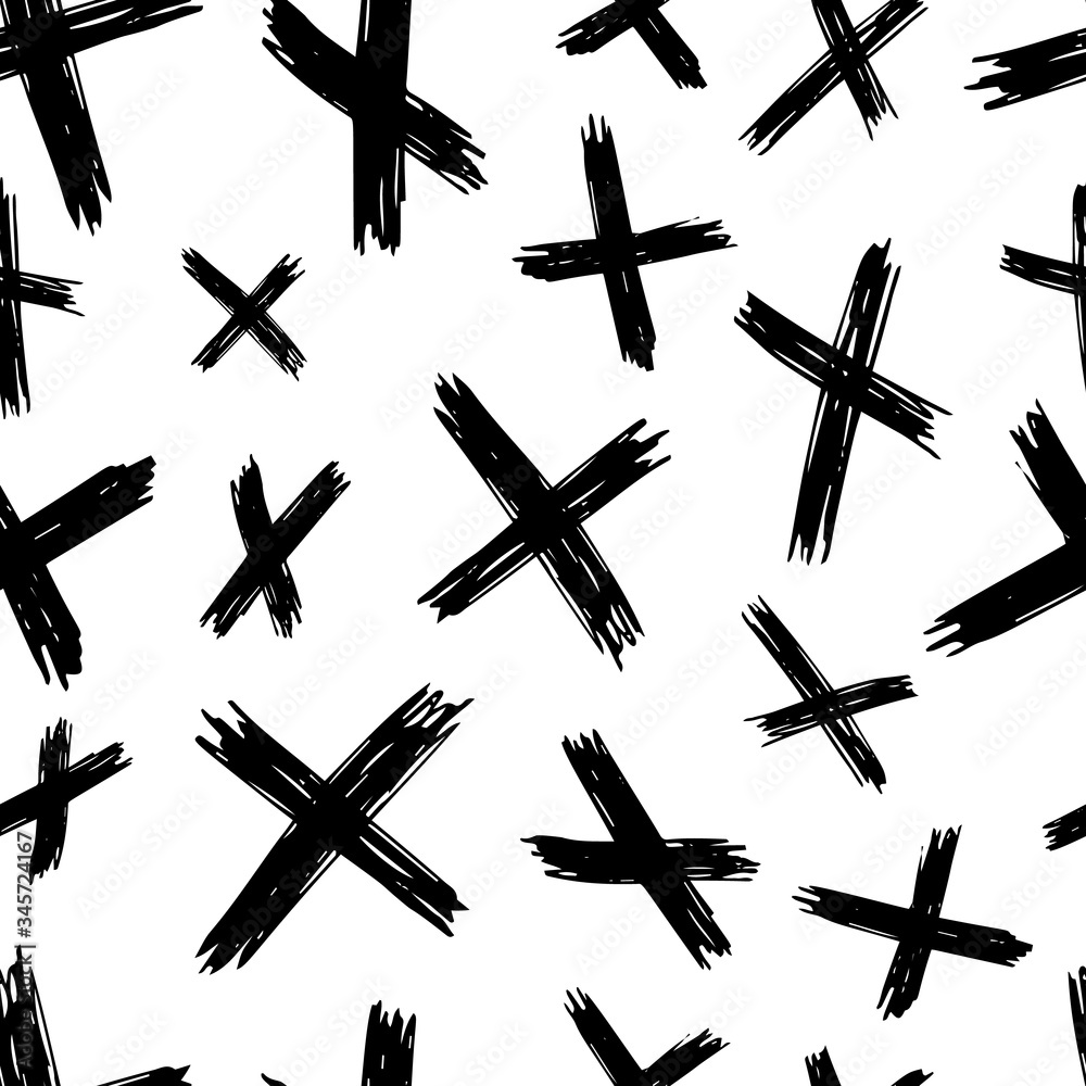 Seamless pattern with hand drawn cross symbols Seamless pattern with hand drawn cross symbols