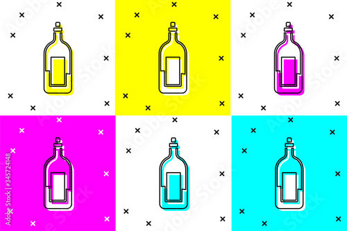 Set Bottle of wine icon isolated on color background.  Vector Illustration