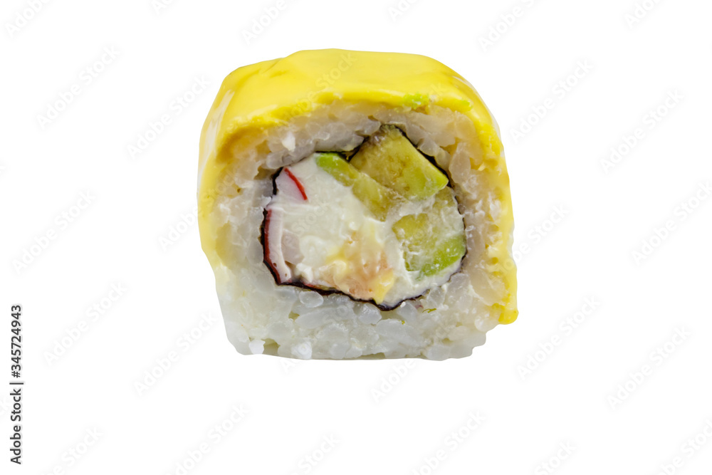 Sushi cheese roll isolated on white background Sushi cheese roll isolated on white background