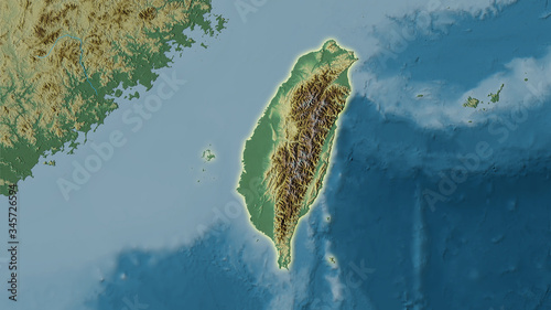 Taiwan, topographic relief - light glow