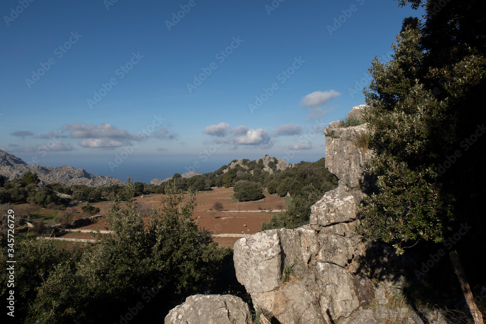 the picturesque surroundings of the island of Mallorca in Spain. Island scenery, view of historic buildings, seascape panorama Majorca Spain, beautiful coast , Mediterranean Sea, Balearic Islands.