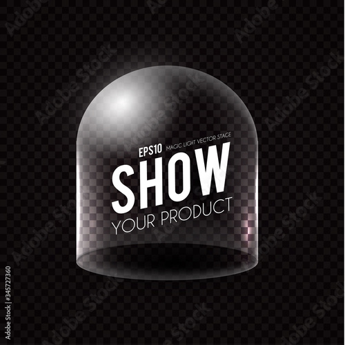 Glass Dome on transparent background with light effect.