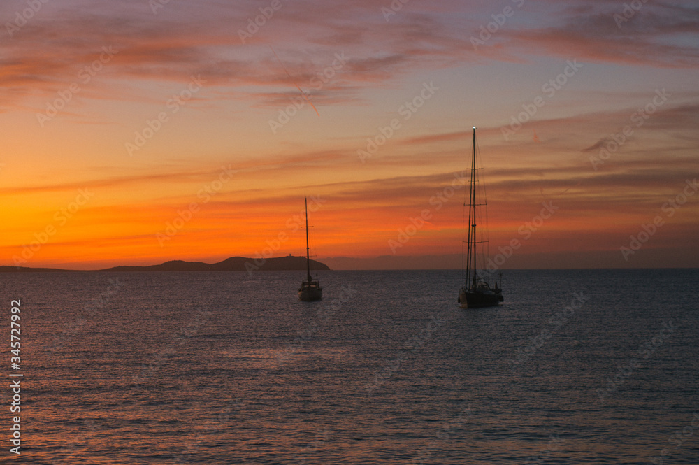 Amazing sunset view at Cafe del Mar, Ibiza Amazing sunset view at Cafe del Mar, Ibiza