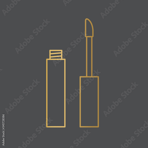 golden lip gloss tube icon- vector illustration