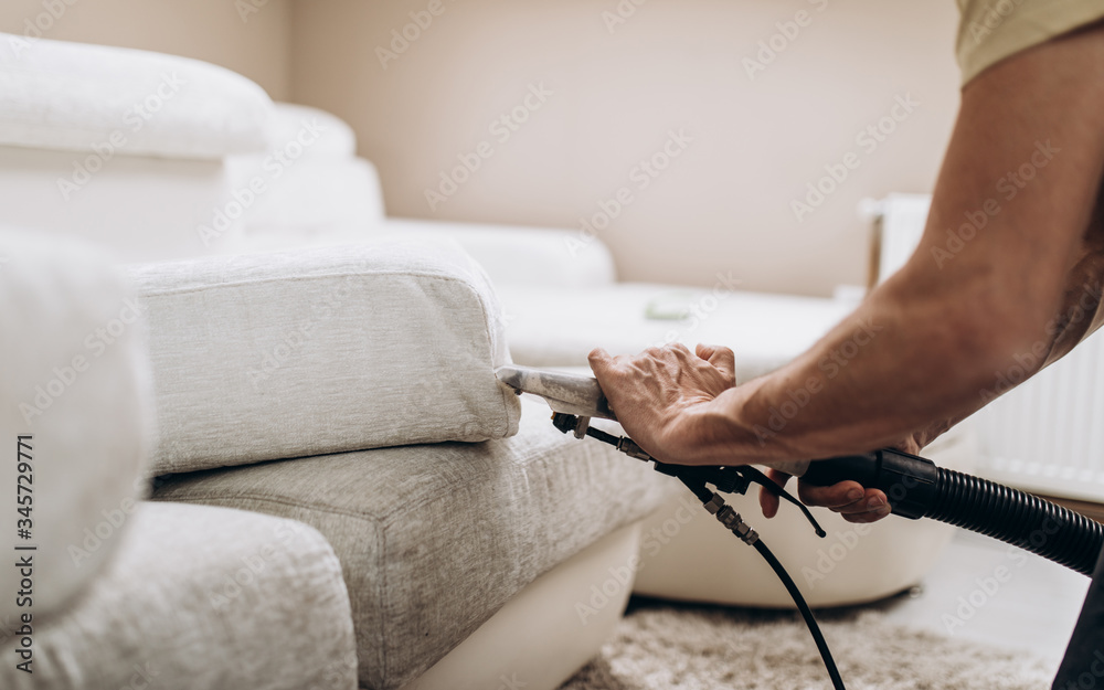 Process of deep furniture cleaning, removing dirt from sofa. Washing  concept. Stock-Foto | Adobe Stock