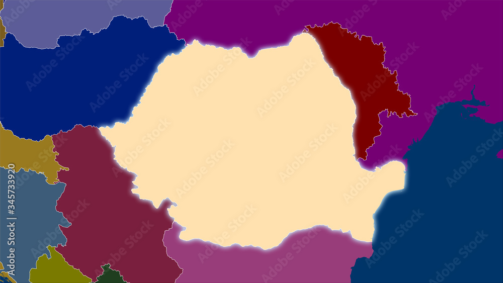 Romania, administrative divisions - light glow