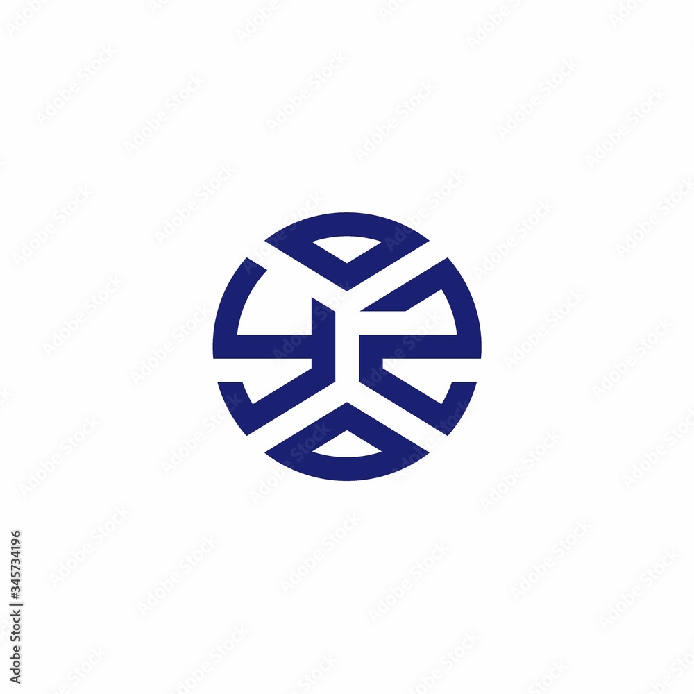 YZ monogram logo with abstract shapes in modern style YZ monogram logo with abstract shapes in modern style