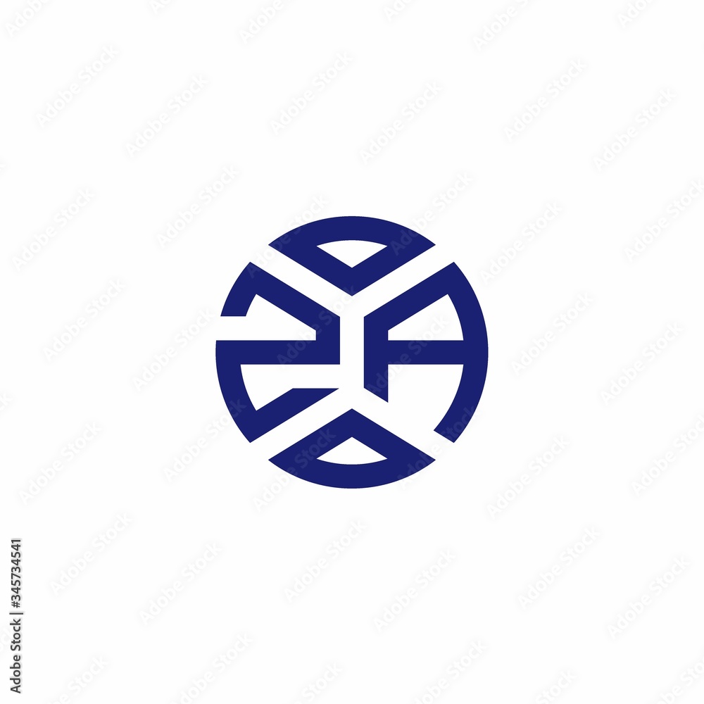 ZA monogram logo with abstract shapes in modern style ZA monogram logo with abstract shapes in modern style