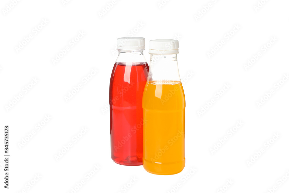 Blank bottle with juice isolated on white background. Food delivery Blank bottle with juice isolated on white background. Food delivery