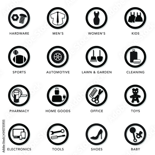 Retail Departments Icon Set