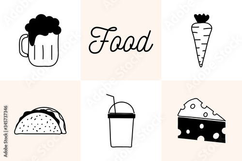 Food silhouette style icon set vector design