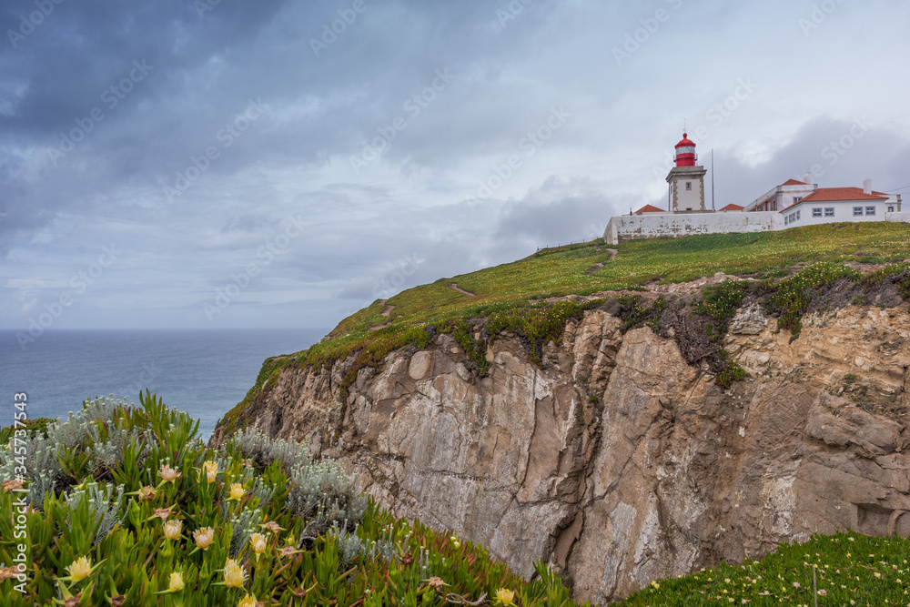 Atlantic Coast landscape at Cabo da Roca with a lighthouse, Portugal
