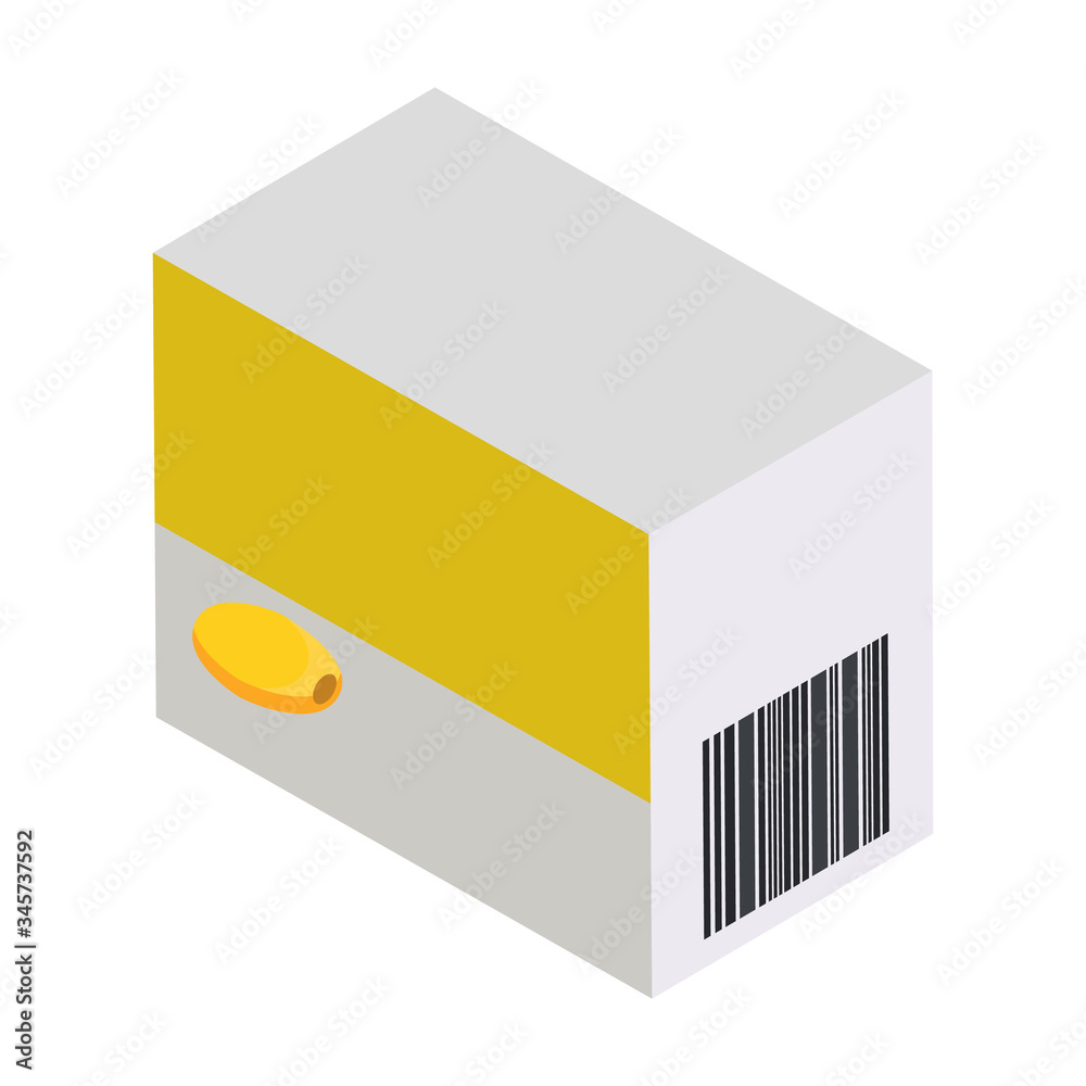 Isometric style of icons. Packaging of fish oil capsules. Omega 3 box icon. Vector illustration isolated on white background. Isometric style of icons. Packaging of fish oil capsules. Omega 3 box icon. Vector illustration isolated on white background.