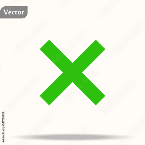 Green x sign. Positive symbol isolated on white background. Vector EPS 10