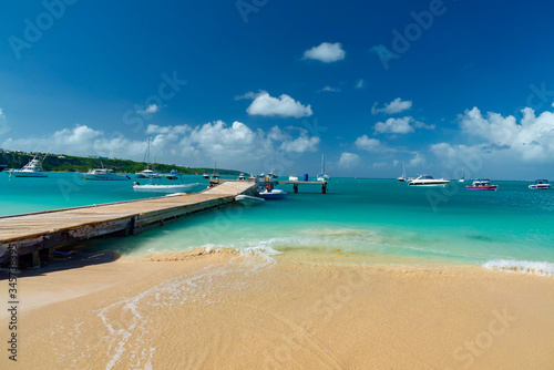 tropical beach panorama Anguilla island Caribbean sea