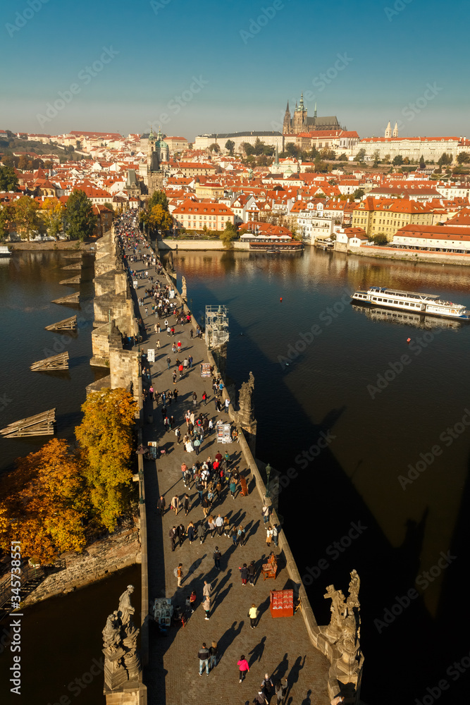 Fototapeta premium View of Charles Bridge and Prague Castle