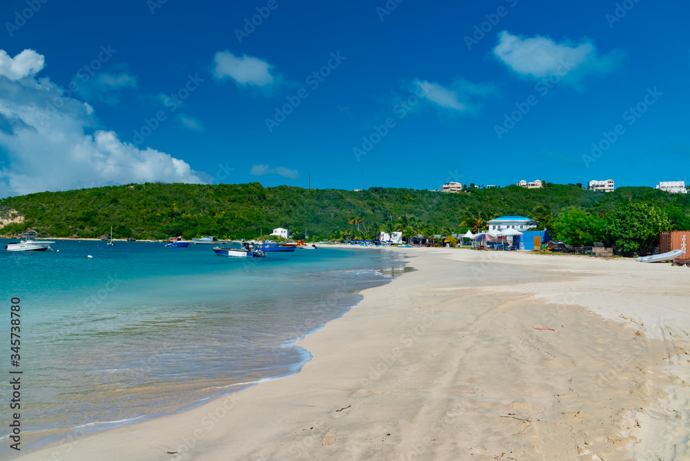 tropical beach panorama Anguilla island Caribbean sea