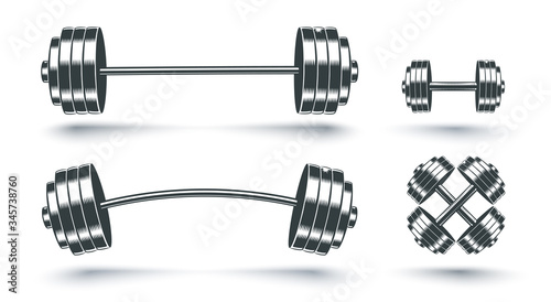 Vector set icons of barbells