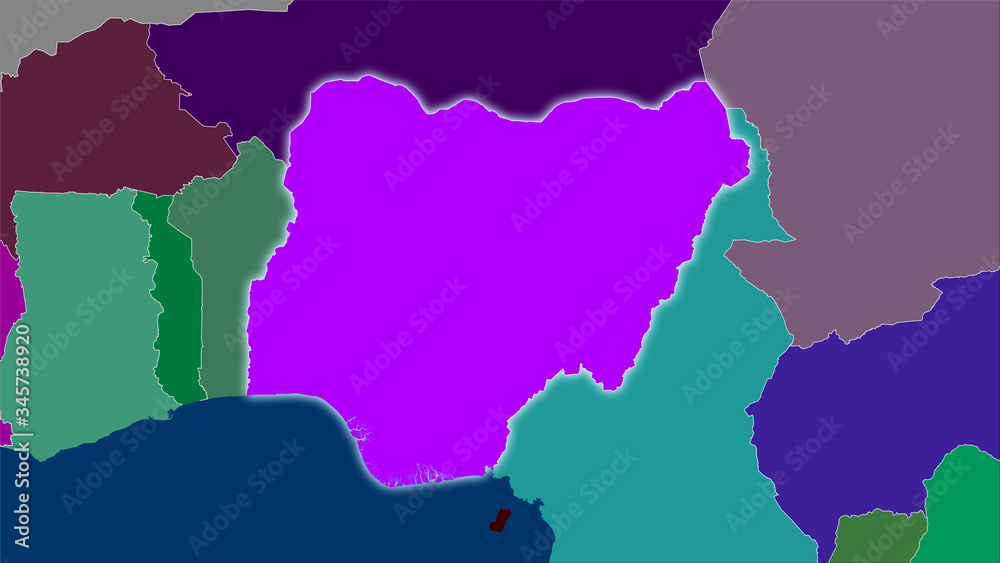 Nigeria, administrative divisions - light glow