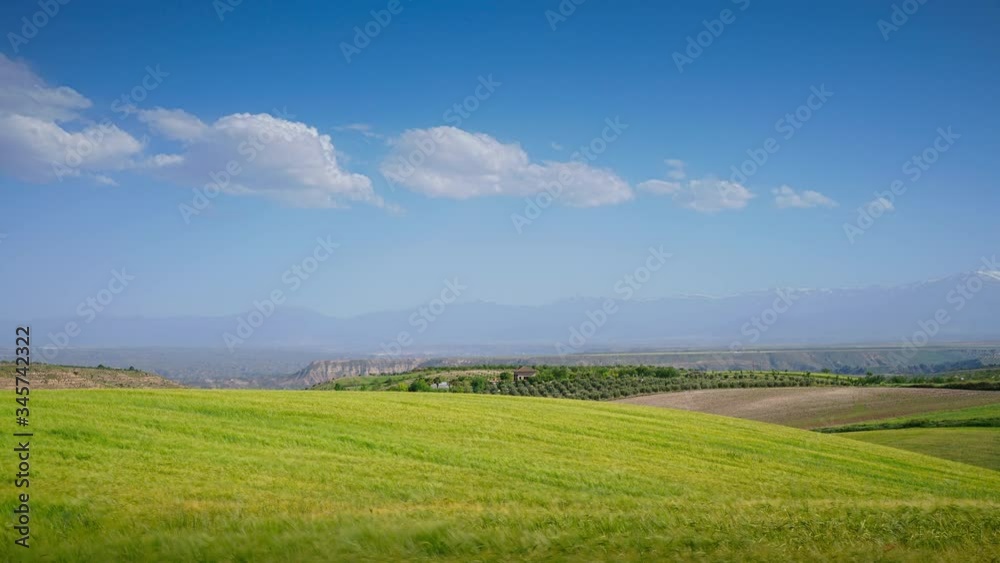 Sunny day with green field and blue sky Sunny day with green field and blue sky