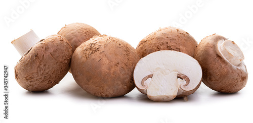 Mushrooms brown champignons. Isolate on a white background.
