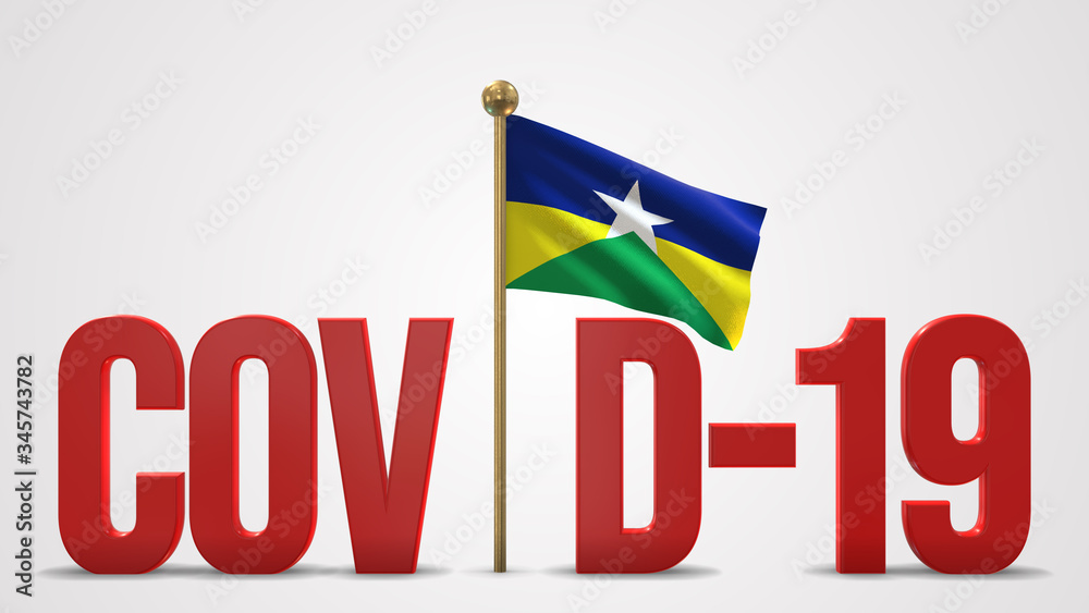 Rondonia realistic 3D flag and Covid-19 illustration. Rondonia realistic 3D flag and Covid-19 illustration.