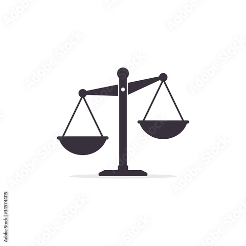 Scales Icon Vector, seesaw isolated sign on white backround. Scale sign