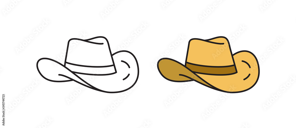 © Yuliya Lins - Cowboy hat icon. Linear vector icon in a flat style.