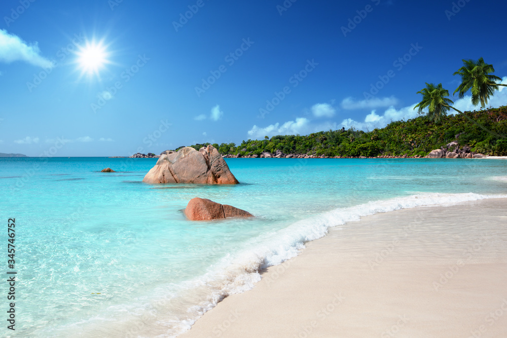 Anse Lazio beach at Praslin island, Seychelles Anse Lazio beach at Praslin island, Seychelles