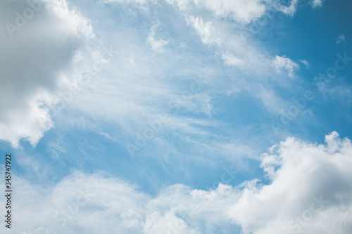Fototapeta Naklejka Na Ścianę i Meble -  Bright blue sky and white clouds on a windy day in Spring.