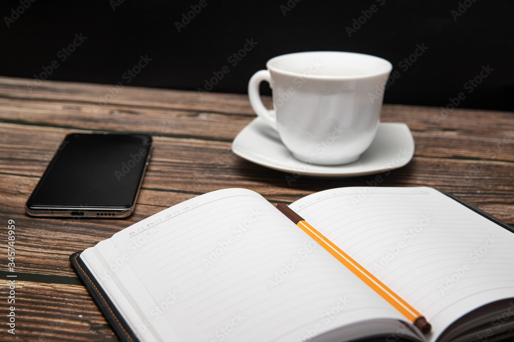 Obraz premium Biznes kawa notes praca marketing