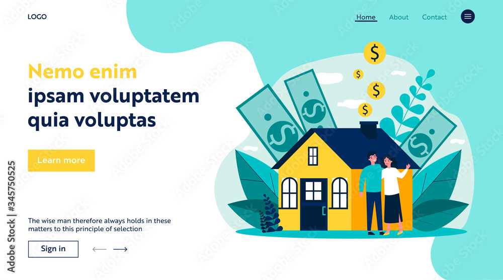 People buying property with bank credit. Savings of young couple falling into house chimney. Vector illustration for mortgage, ownership, rent, investment concept People buying property with bank credit. Savings of young couple falling into house chimney. Vector illustration for mortgage, ownership, rent, investment concept